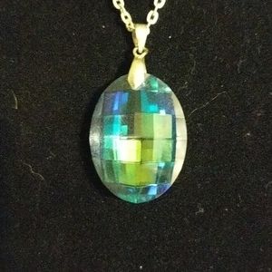 Beautiful Purple Glass Pendant on 18 inch chain